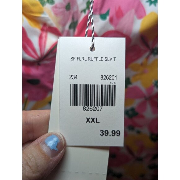 Kaktus Women's Floral Spring Colored Short Sleeve Blouse Size XXL - Picture 6 of 13